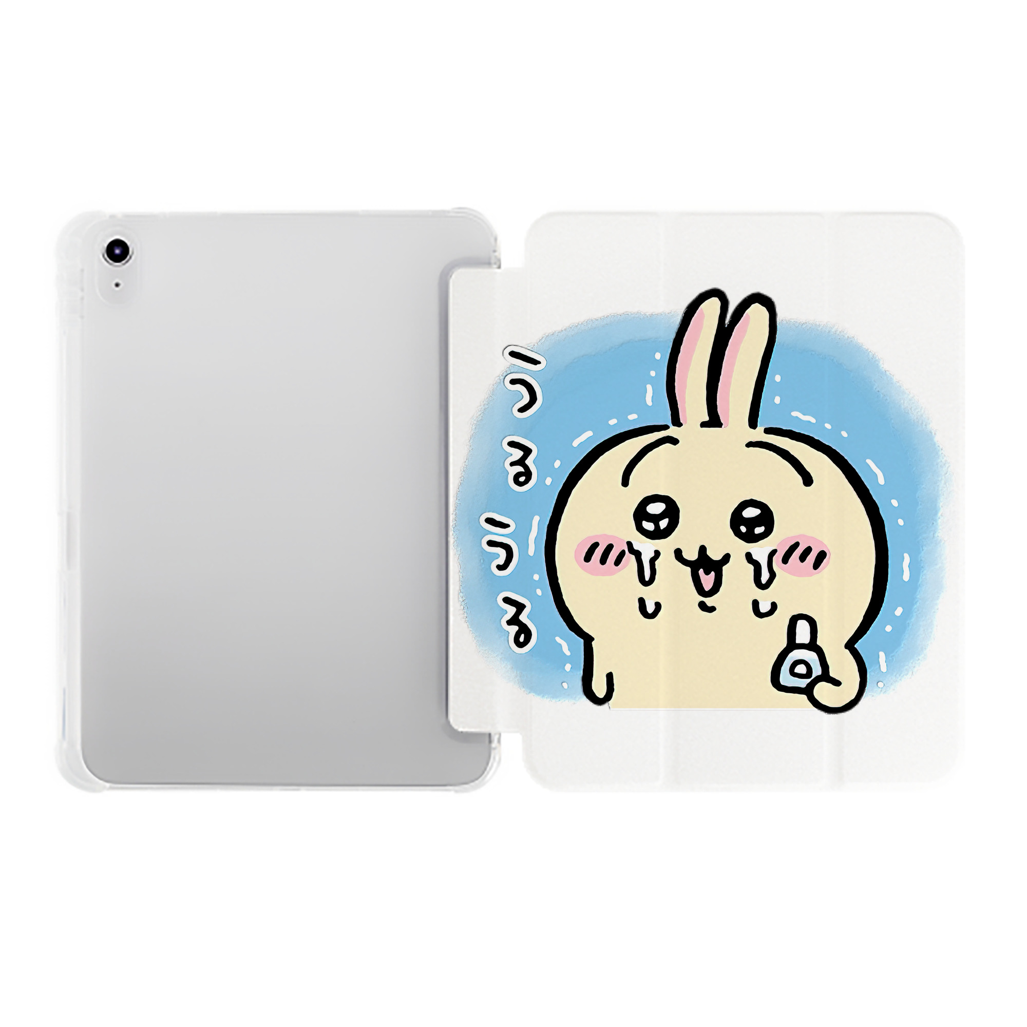 （画像用） ちいかわ うさぎ Chii-kawa usagi IPad ケース ペン収納付き 三つ折りスタンド PUレザー×シリコン 対応機種9.5/10.5/10.9インチ